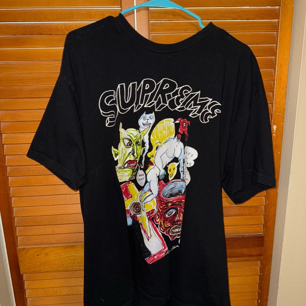 Supreme Dan Johnson Black Graphic T-Shirt size XL